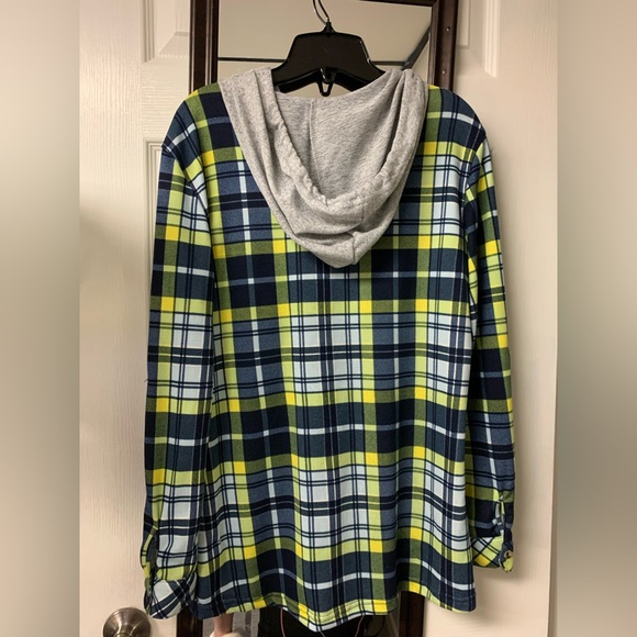 Blue and Yellow Plaid Hoodie - Picture 2 of 2